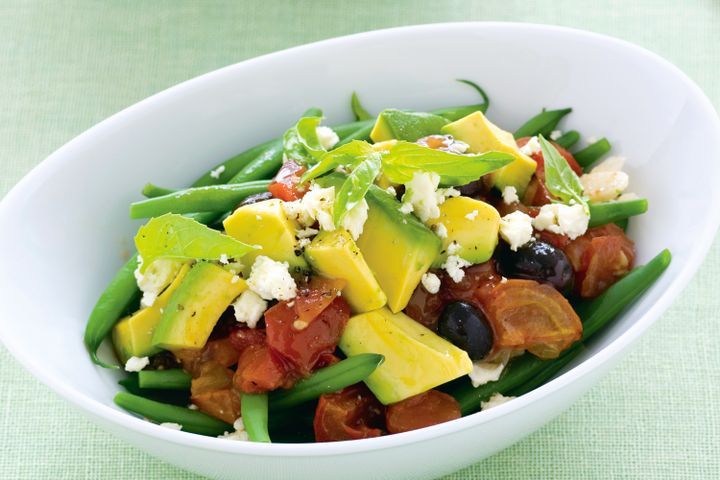 Cooking Meat Avocado, feta and roasted tomato salad