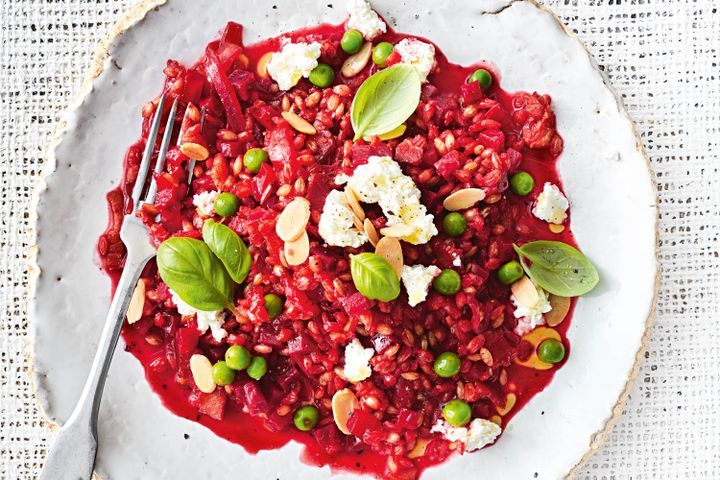 Cooking Meat Bacon and beetroot risotto