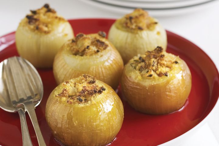 Cooking Meat Baked onions