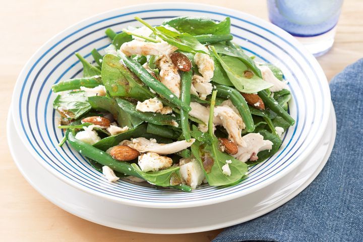 Cooking Meat Chicken, green bean and almond salad