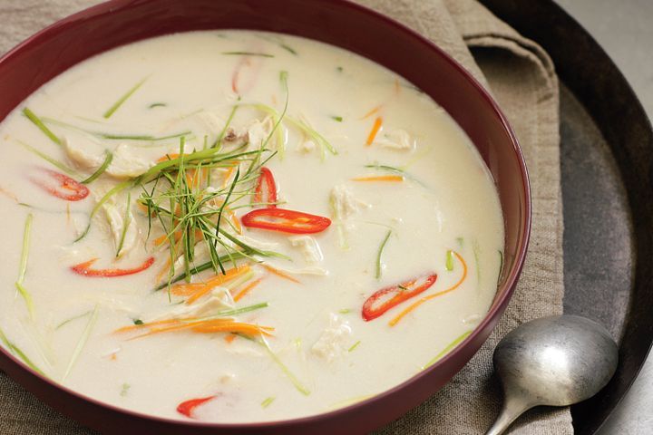 Cooking Meat Chicken and coconut soup