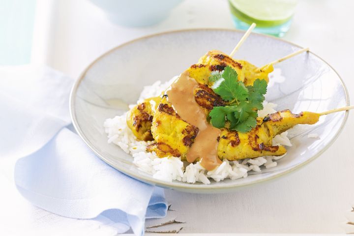 Cooking Meat Chicken satay skewers