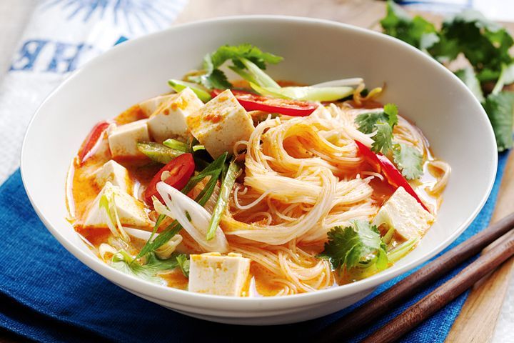 Cooking Meat Creamy coconut and vegetable laksa