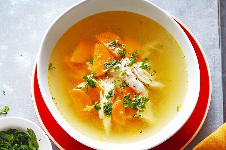 Cooking Meat Feel-good chicken soup