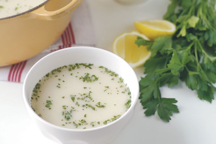 Cooking Meat Greek lemon soup (Avgolemono)
