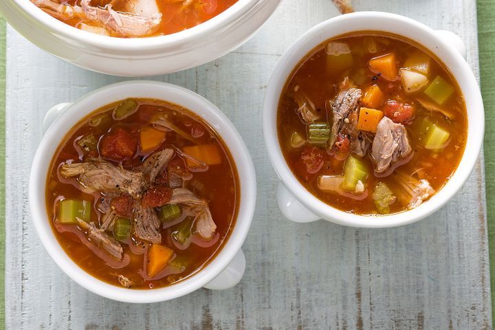 Cooking Meat Hearty lamb and vegetable soup