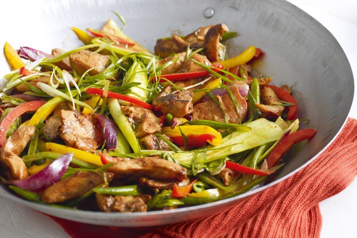 Cooking Meat Hoisin chicken stir-fry