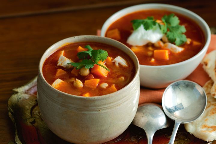 Cooking Meat Indian-spiced chicken soup