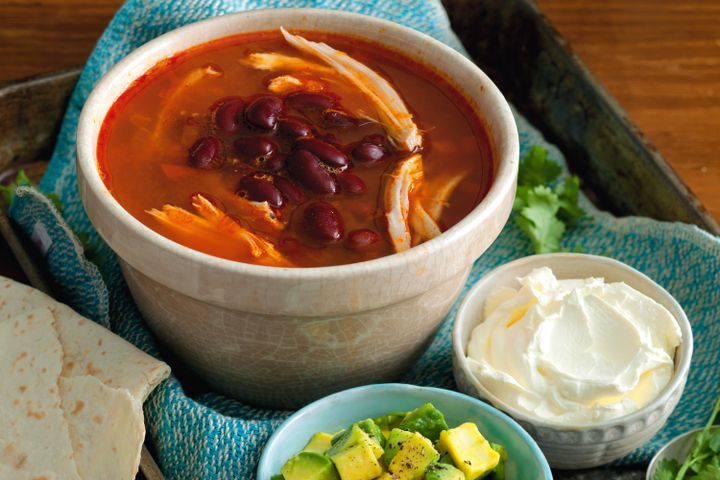 Cooking Meat Mexican chicken soup