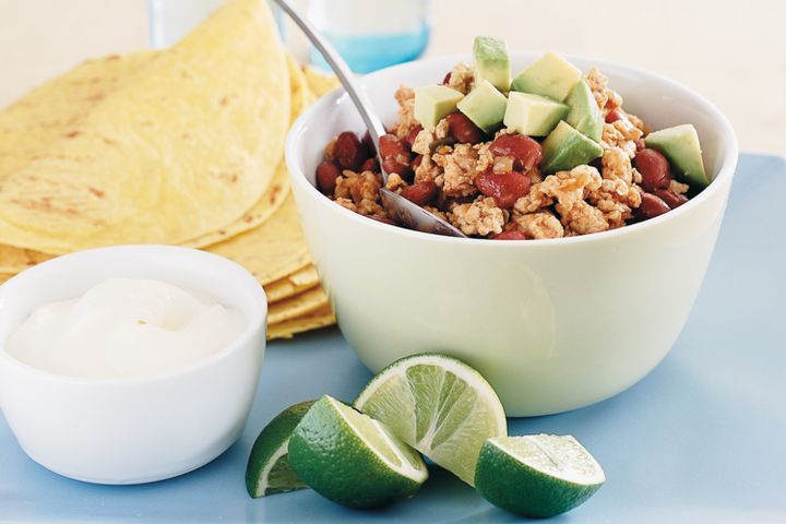 Cooking Meat Mexican mince and beans