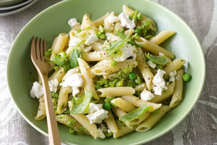 Cooking Meat Minted pea and broad bean penne