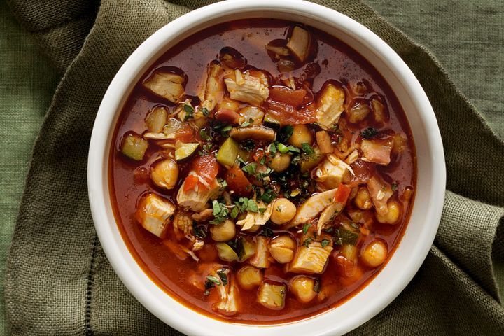 Cooking Meat Paprika chicken and chickpea soup