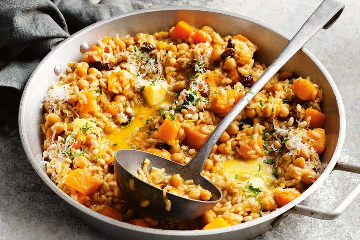 Cooking Meat Pumpkin, chickpea & raisin risotto