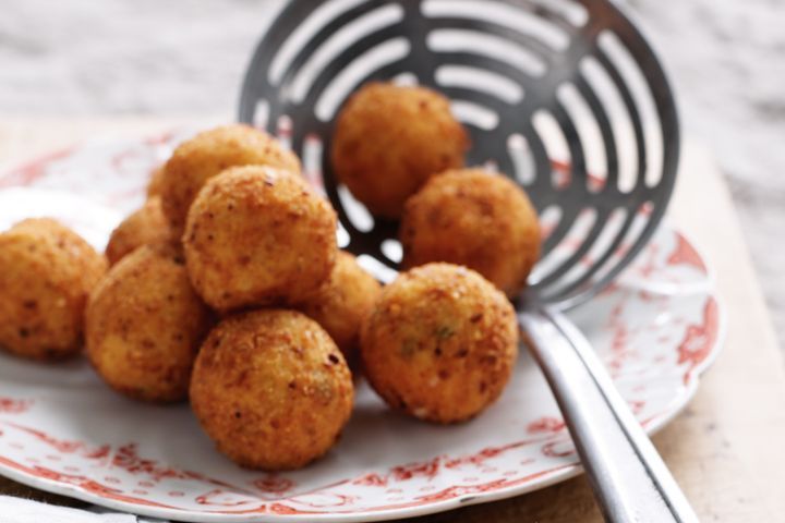 Cooking Meat Pumpkin and feta arancini