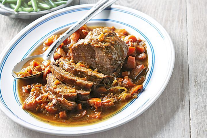 Cooking Meat Slow-cooker honeyed apricot lamb with almond couscous