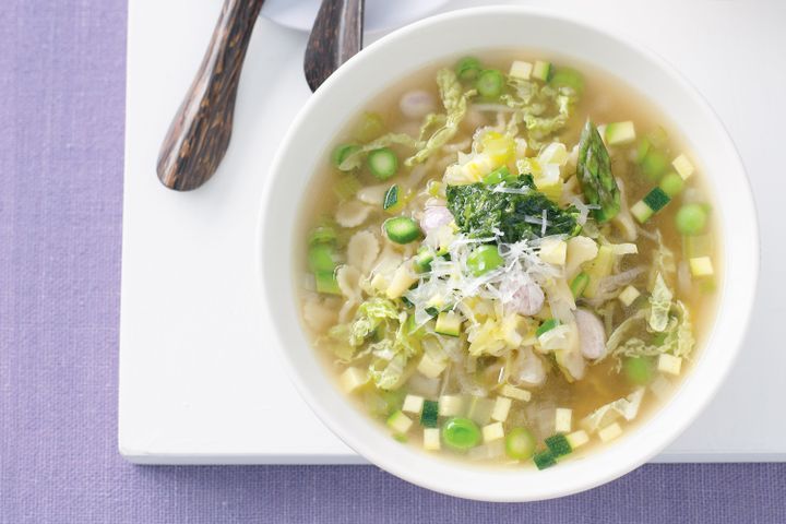 Cooking Meat Spring minestrone with pistou