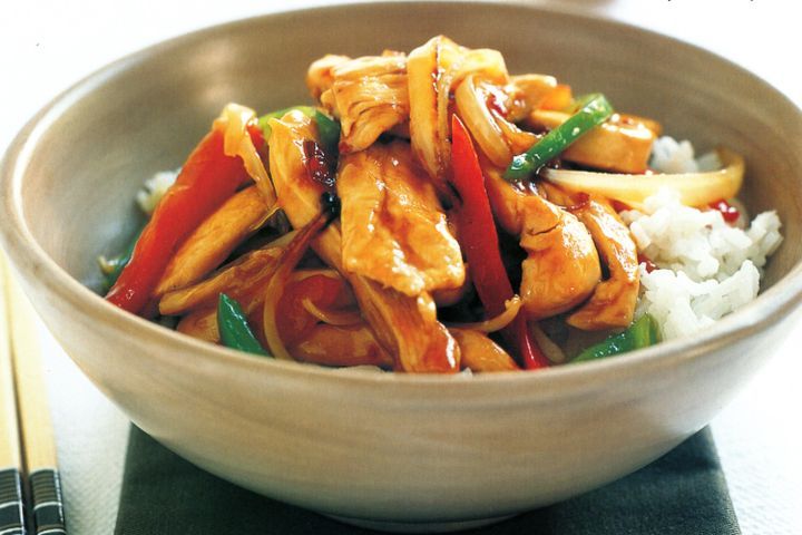 Cooking Meat Teriyaki chicken stir-fry