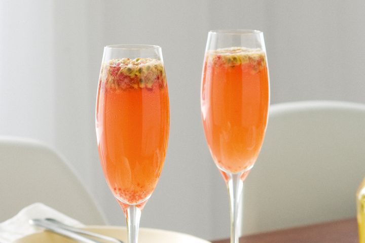 Cooking Coctails Passionfruit and raspberry sparkling wine cocktails