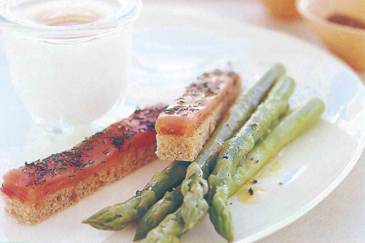 Cooking Eggs Asparagus with coddled egg and smoked-salmon soldiers