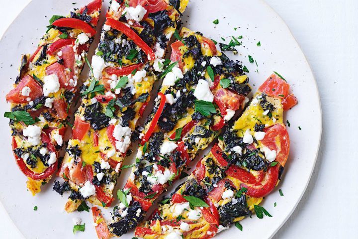 Cooking Appetiziers Capsicum, kale and feta frittata