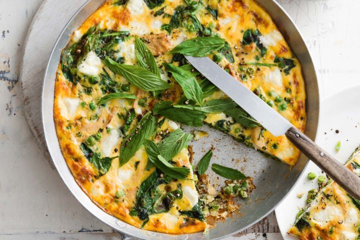 Cooking Appetiziers Chicken, mint and pea frittata