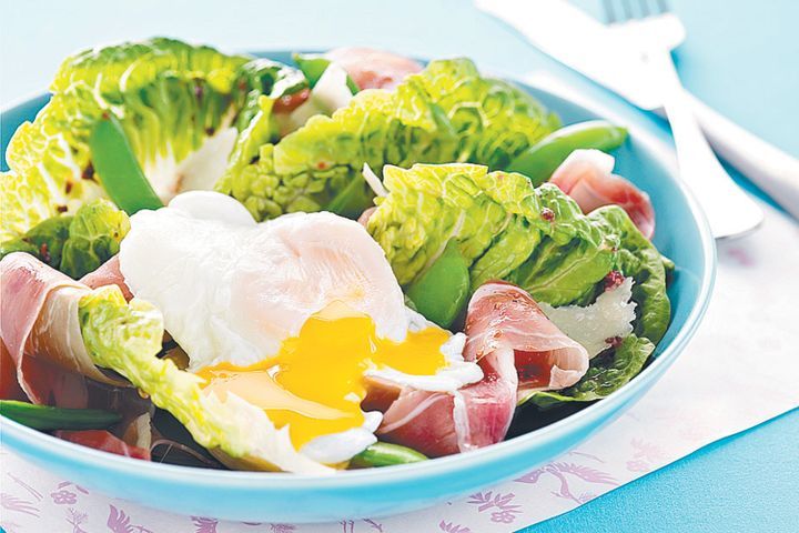 Cooking Eggs Egg, prosciutto and sugar snap salad