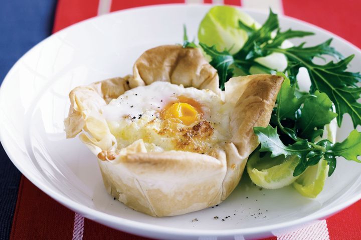 Cooking Eggs Egg and bacon filo pies