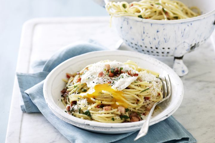 Cooking Eggs Egg and bacon spaghetti