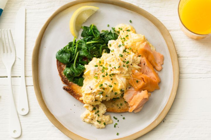 Cooking Eggs Hot-smoked salmon scrambled eggs