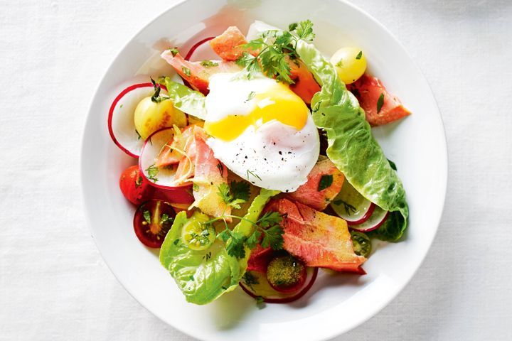 Cooking Appetiziers Hot-smoked trout and herb salad