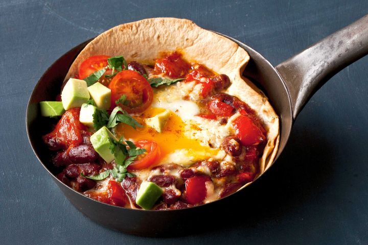 Cooking Eggs Mexican bean tortillas with egg & zingy avo salsa