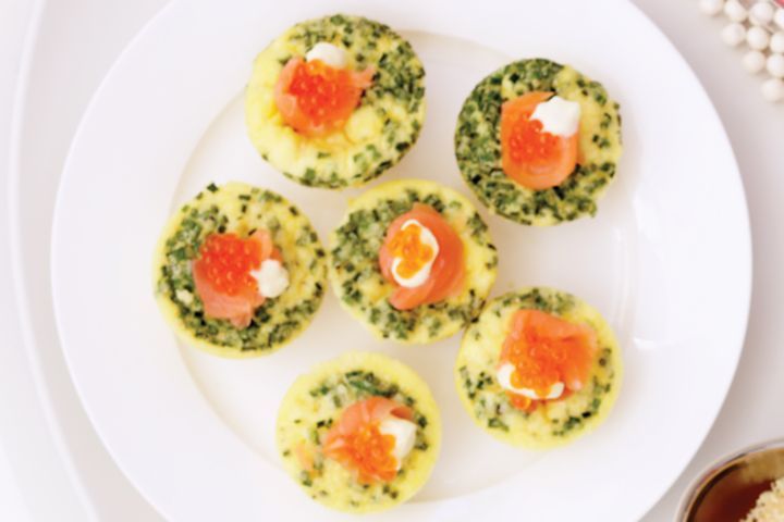 Cooking Appetiziers Mini frittatas with smoked salmon & creme fraiche