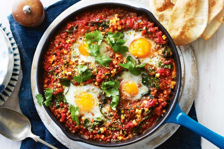 Cooking Eggs Persian baked eggs with lentils