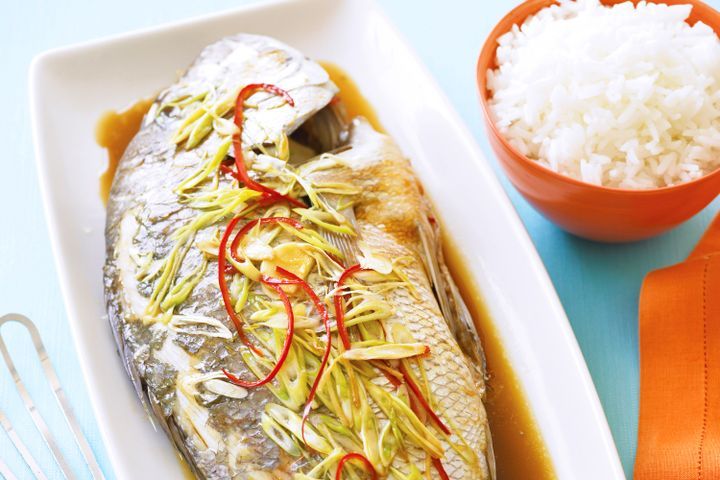 Cooking Fish Asian-style steamed snapper