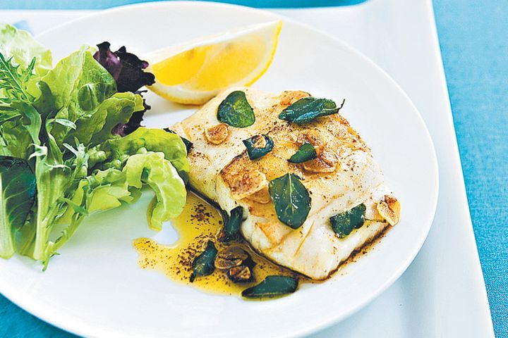Cooking Fish Blue-eye cod with lemon and oregano