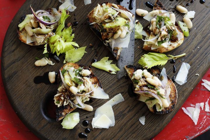 Cooking Fish Bruschetta with tuna salsa