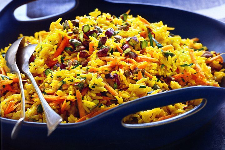 Cooking Fish Carrot and pistachio pilaf