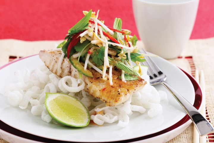 Cooking Fish Chargrilled kingfish with an Asian chilli salad