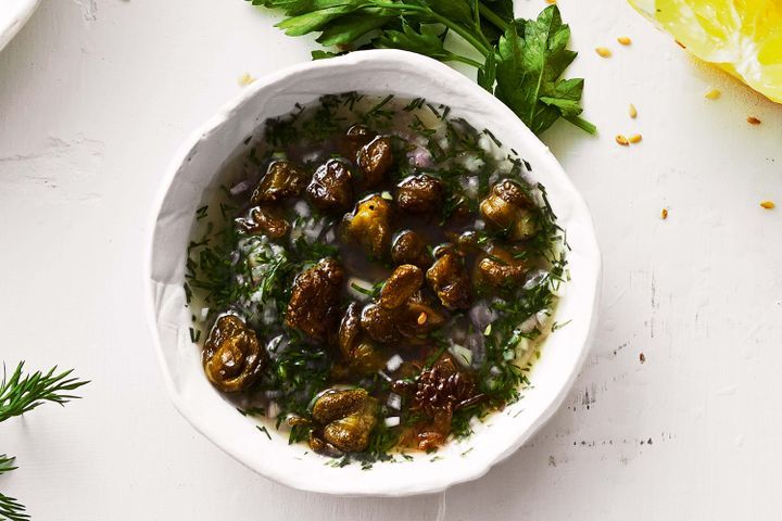 Cooking Fish Dill, fried caper and eschalot dipping sauce