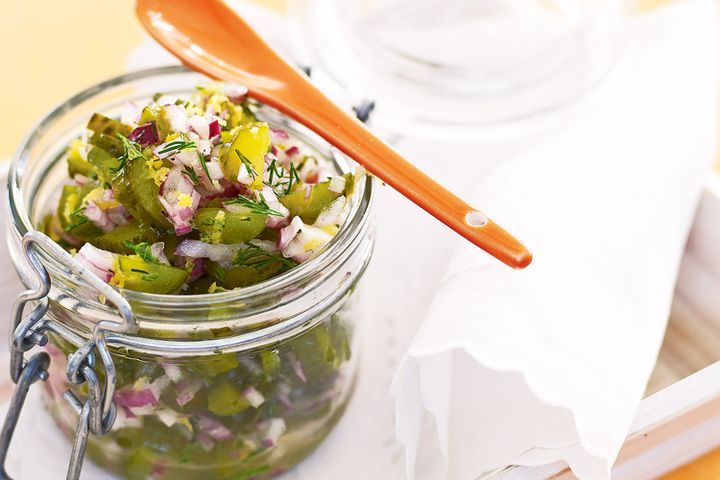 Cooking Fish Dill, gherkin and red onion salsa