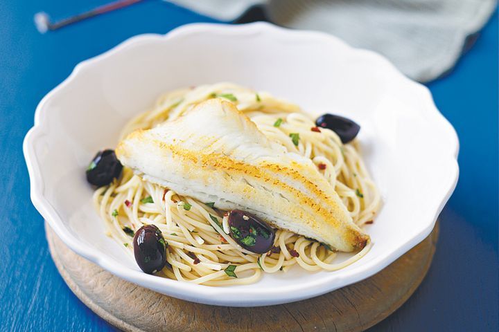 Cooking Fish Fish, chilli, olive and white wine pasta
