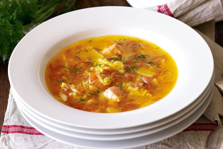 Cooking Fish Fish soup with orange, saffron and dill