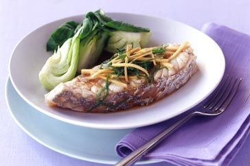 Готовим Fish Ginger fish with Asian greens