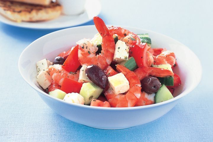 Cooking Fish Greek-style prawn salad