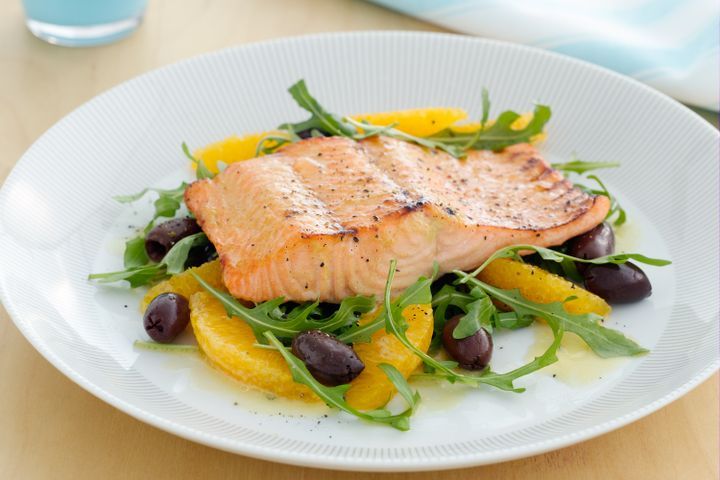 Cooking Fish Honey mustard ocean trout with rocket and orange salad