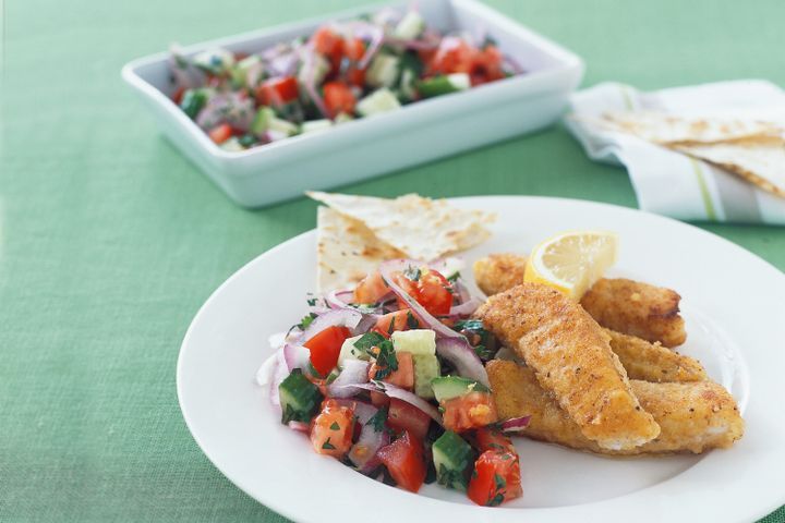 Готовим Fish Moroccan fish with salad