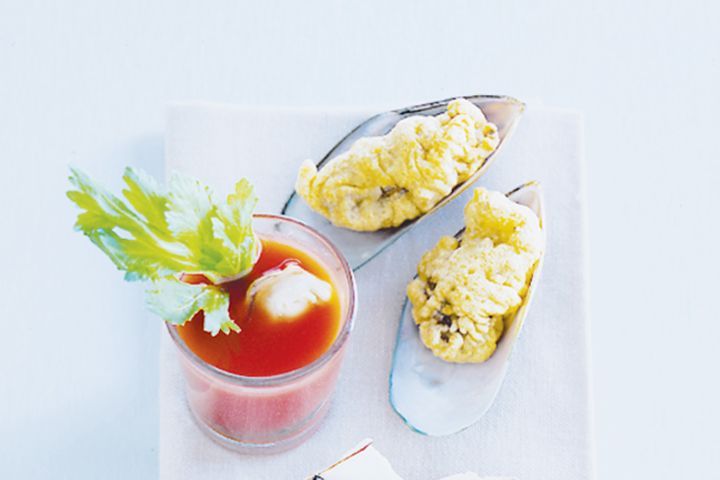 Cooking Fish Mussels in chickpea & cumin batter