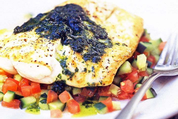 Cooking Fish Pan-fried blue-eye trevalla with coriander paste