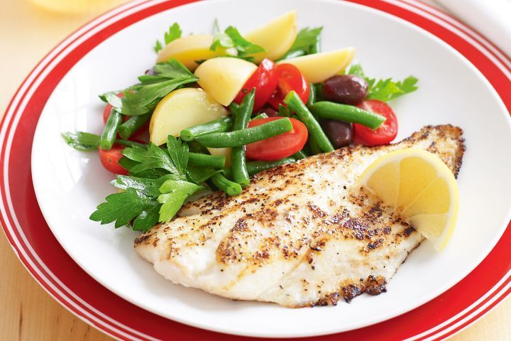 Cooking Fish Pan-fried fish fillets with nicoise salad
