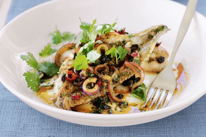 Cooking Fish Pan-fried fish with black-bean dressing